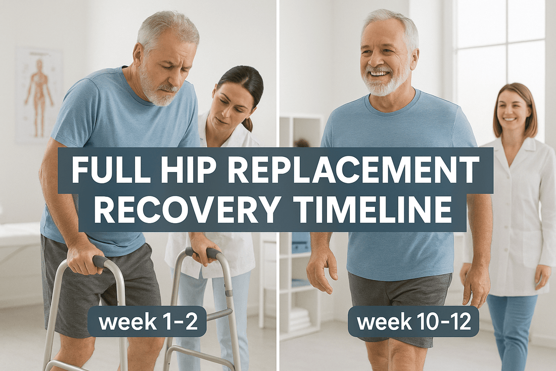 Physical therapist helping hip replacement patient walk with walker during early recovery at Spectrum Therapeutics in Wayne NJ