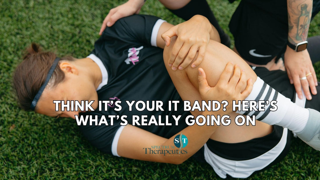 Physical therapist demonstrating hip stability and glute activation exercises to relieve IT band pain.