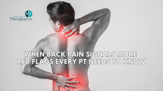 Physical therapist evaluating patient with back pain, checking for red flags.