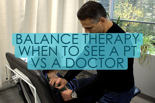 Dr. Rob Letizia, PT, DPT performing hands-on manual therapy on a seated patient at Spectrum Therapeutics in Wayne, NJ, titled “Balance Therapy When To See A PT Vs A Doctor”