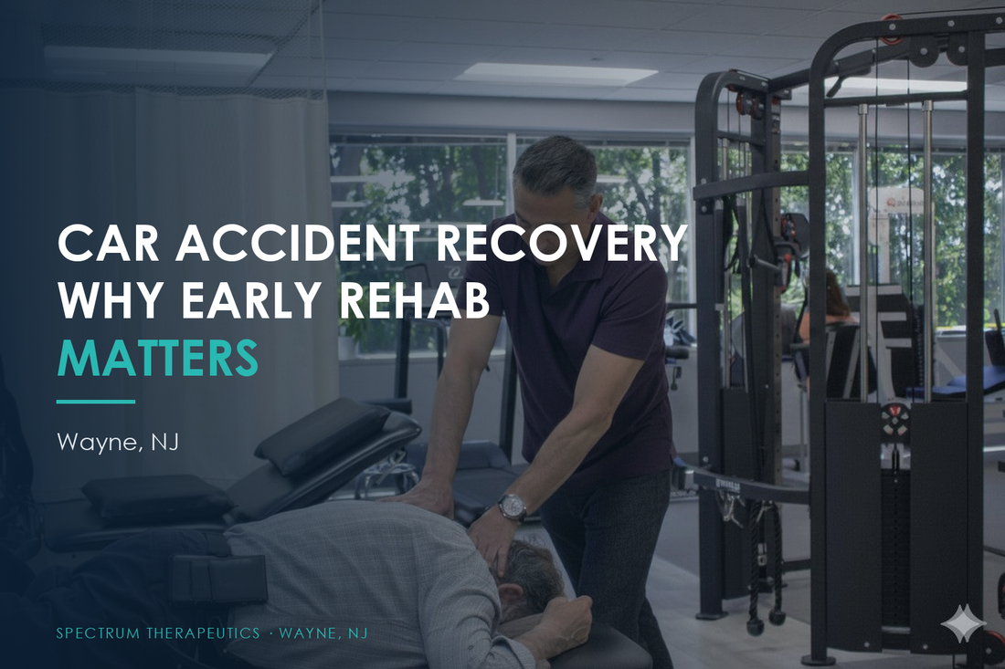 Dr. Rob Letizia treating neck pain after a car accident at Spectrum Therapeutics in Wayne, NJ.