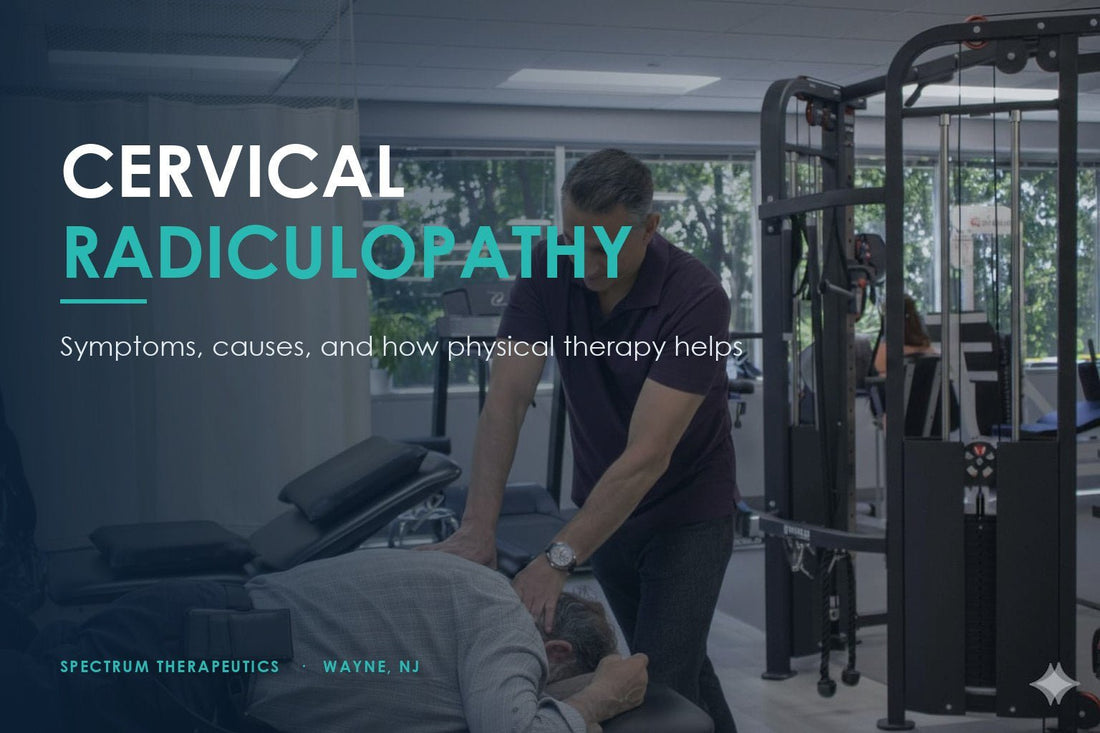 Cervical radiculopathy physical therapy - Dr. Rob Letizia performing hands-on cervical spine treatment at Spectrum Therapeutics in Wayne, NJ.