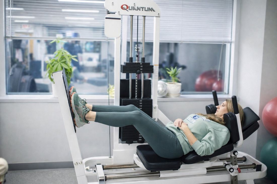 Post-surgical leg strengthening at Spectrum Therapeutics in Wayne, NJ, testing readiness to return to work.