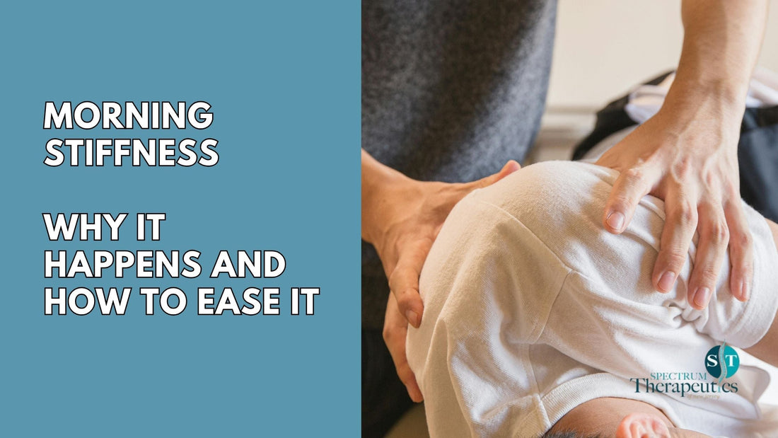 Adult performing gentle morning stretches for back and hip stiffness.