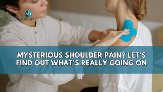 Physical therapist helping a patient perform shoulder strengthening and mobility exercises.