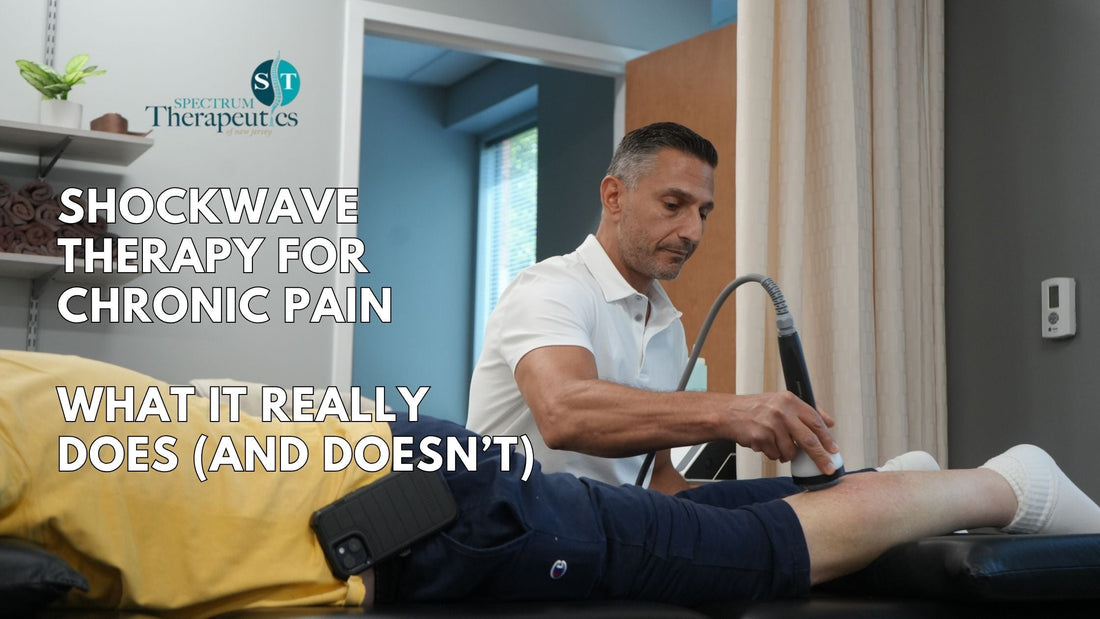 Physical therapist applying shockwave therapy to a patient’s foot to treat chronic plantar fasciitis pain.