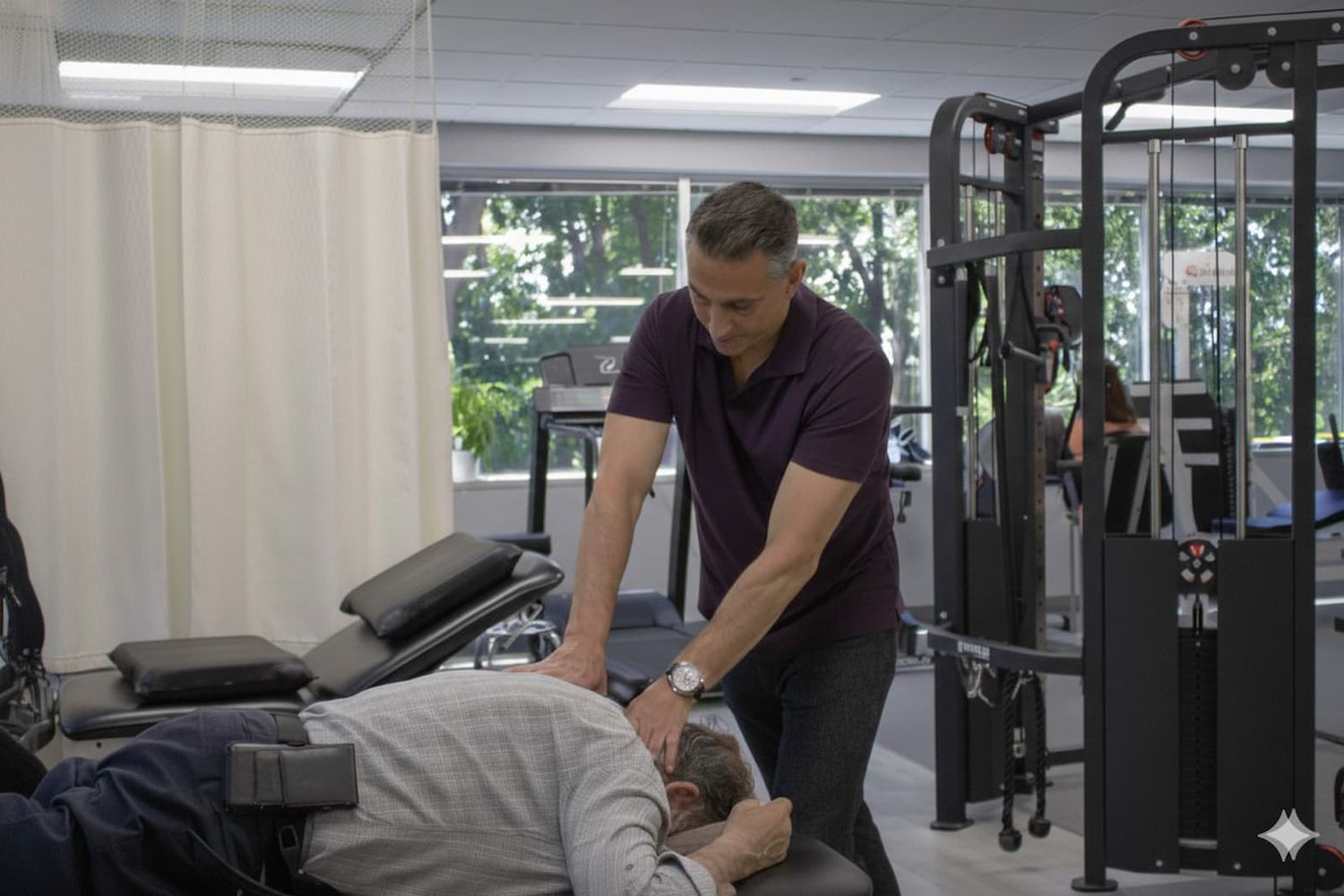 Physical therapist performing cervical spine mobilization for neck pain treatment
